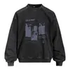 Sudadera con cuello redondo y estampado abstracto estilo americano para hombre, primavera y otoño, holgada, casual, vintage, moderna, pullover, camisa deportiva