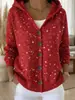 Cárdigan Sudadera con Capucha y Botones Estampado Floral Retro Transfronterizo Europeo y Americano para Mujer, Holgado, Casual, Manga Larga, Prenda Exterior
