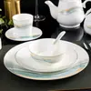 Juego de Vajilla de Hotel, Juego de Cuatro Piezas para Comedor de Restaurante Habitación Privada, Tazones de Porcelana de Hueso, Platos, Cucharas, Cucharas de Sopa