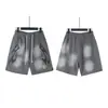 Hellstar Transfronteiriço Marca Tendência Europeia e Americana Verão Casual Esportivo Unissex Shorts Lavados Calças de Cinco Pontos