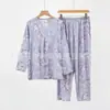 Fabricantes directos pantalones de pijama de algodón para mujer de manga larga verano se pueden usar fuera de casa ropa 40 hilos venta caliente