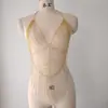 Cadena corporal metálica sexy ZIZ estilo largo combinada con vestido de una pieza estilo sujetador para festivales de música y fiestas