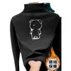 Primavera Outono Inverno Infantil Bebê Estiloso Fashionável Masculino e Feminino Infantil Lã Grossa Camada Base Camiseta de Manga Longa Top para Crianças Grandes