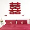 No Tejido Palabra Feliz Especial Boda Rojo Chinoiserie Redondo Decoración Habitación de Boda Sala de Estar Dormitorio Adhesivo de Pared Adhesivo Grande Palabra Feliz