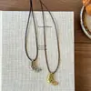 ¡A primera vista! Collar de Cuerda de Cuero con Forma de Croissant Coreano para Mujer, Cadena Versátil Simple para Clavícula Estilo Ins, Cadena Larga para Sudadera