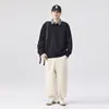 Sudadera tipo polo con cuello de solapa de nuevo estilo para hombre, marca de moda para primavera y otoño, retazos, corte holgado, talla grande, estilo grueso, top casual de forro polar para otoño e invierno