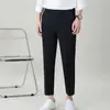 Pantalones de vestir para hombre de primavera y verano, Pantalones de traje de corte tobillero para hombre, Casual de negocios formal de alta gama con caída, Pantalones para hombre
