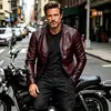Jaqueta de Couro Moderna Masculina 2026 Outono/Inverno Nova Jaqueta Casual Masculina Estilo Coreano Slim Fit Gola Alta Jaqueta de Couro para Motociclista Europeia e Americana