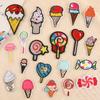 Pegatinas de bordado Duoku etiqueta de tela de helado accesorios para ropa parche de emblema para zapatos pegatinas etiqueta de bordado para computadora insignia pegatinas de tela para bricolaje