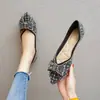 Comercio Electrónico Transfronterizo Zapatos Planos de Verano para Mujer Modelo Nuevo 2026 con Lazo y Pedrería, Boca Baja, Zapatos de Mujer Talla Grande 41 a 43
