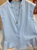 Camisola Estilo Dopamina Top sin Mangas de Algodón y Lino con Dobladillo Fruncido Camisa de Botones Frontales Camiseta Nueva de Verano