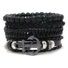 Joia nova transfronteiriça pulseira diy tecida à mão moda terno de combinação de pulseira masculina pulseira de âncora de couro