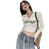 Camiseta ajustada retro americana para chica hot, manga larga de primavera y otoño para mujer, corta, para danza jazz, corte ajustado, ropa interior para bailar, top marrón