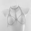 Accesorios de Cadena para el Pecho con Diamantes Brillantes de Venta Caliente Transfronteriza, Cadena de Sujetador de Pedrería a la Moda, Cadena Corporal Sexy de Bikini para Club Nocturno, Encanto Femenino