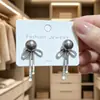 Pendientes de perla geométrica con pasador de plata 925 para mujer, aretes de moda, borla, pendiente de alto nivel, temperamento, pendientes vintage, venta al por mayor