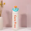 Nueva taza térmica deportiva con tapa abatible, diseño de doble sorbo, botella de agua térmica portátil para coche, taza de agua portátil grande para llevar