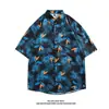 Camisa Floral Retro Vintage Estilo Hong Kong de Manga Corta Diseño Estilo Tailandés Hawaiano Camisa de Marca Atractiva de Moda para Hombres y Mujeres