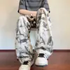 Calça de Veludo Tie-dye Americana Masculina Outono 2026 Nova Marca Tendência Perna Reta Solta Calça Longa Esportiva Perna Larga Calça Casual