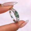 Anel de Prata S925 com Moissanita Formato de Azeitona Verde Estação Independente Mais Vendido Popular Estilo Casal Retrô