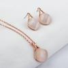 Pedra Olho de Gato Rosa Coreana, Fashionável, Simples e Elegante, Conjunto de Colar e Brincos com Design de Alta Qualidade