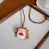 Colar com Pingente de Dachshund Estilo Xiaohongshu, Colar de Cachorro Cartoon Único e Simples com Formato de Osso Ajustável