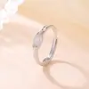 Anillo Geométrico Abierto Yiluyin S925 Plata de Ley Moissanita Nudo de Bambú Forma de Huevo, Simple y Versátil, Corte Elegante