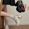 Tacones Altos de Plataforma Gruesa Impermeables Versátiles de Estilo Francés Negros Zapatos Mary Jane Cómodos de Verano Nuevos para Mujer 2024