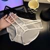 Nuevas Braguitas Sexy de Encaje de Malla para Mujer con Tirantes Delgados, Diseño Hueco Cruzado, Alta Elasticidad, Braguitas de Cintura Baja para Mujer 1318