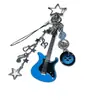 [Guitarra Nirvana Azul] Guitarra Eléctrica Rockera Estrella de Nicho Botón de Nota Colgante de Llavero Hecho a Mano con Cuentas