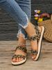 Sandalias planas cruzadas con banda elástica para mujer, novedad de 2023, sandalias romanas de lino tejido con imitación de paja para verano.