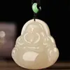 Atacado material externo imitação Jade Hetian Jaspe Buda pingente de jade água do lago Pingente verde Buda sorridente Buda Maitreya pingente de jade ao vivo