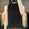 Chaleco de Punto de Lana Completa para Mujer, Color Sólido, Costilla, Cuello Medio Alto, Adelgazante, para Viajar, Nuevo para la Primavera de 2026