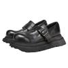 Zapatos Birkenstock Lavados de Cuero Genuino Vintage para Mujer, Nuevos Zapatos de Cuero Completo de Suela Gruesa con Corte Profundo Retro Otoño e Invierno, Adecuados para Todas las Estaciones