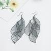 Pendientes nuevos elegantes huecos de hojas de estilo coreano para mujer, frescos, simples, de gancho para la oreja, pendientes exagerados para mujer
