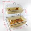 Sobremesa de pão com tampa Cesta de pão Bolo sobremesa PP cesta de rattan artesanal PC transparente cobertura de pó suporte de aço inoxidável