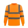 Camiseta de Manga Longa Refletiva Mais Vendida no Exterior Construção e Manuseio Camiseta Refletiva Redonda de Alto Brilho Respirável Proteção Solar Roupas Refletivas