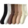 Calcetines holgados de algodón puro, de media pantorrilla, antibacterianos, para todas las estaciones, color liso, deportivos, calcetines blancos para pareja, transpirables, absorbentes del sudor, versátiles, largos