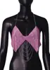 Top Tubo Metálico AYJ com Lantejoulas, Gola Halter, Franjas e Correntes, Costas Abertas, para Performances de Meninas Badass em Boates