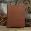 Billetera de Cuero Súper Suave Corta Moda Casual Capa Superior Piel de Vaca Billetera Cerradura Hecha a Mano Línea Estuche Vertical para Licencia de Conducir Bolso