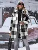 Chaqueta de Lana Casual a Cuadros de Solapa de un Solo Botón de Longitud Media Otoño e Invierno Nueva Ropa Europea y Americana Transfronteriza para Mujer Amazon
