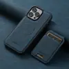 Adequado para Capa de Celular Magsafe com Carregamento Sem Fio Iphone18Pro Capa de Couro Magnética Porta-Cartões Dois em Um