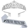 Corona Redonda de Cristal Transfronteriza Europea y Americana Tiara Príncipe de Graduación Cinta Corona Rey Reina Decoración de Fiesta
