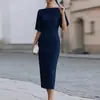 Moda Feminina Nova Outono 2026: Vestido Bodycon Elegante de Cor Sólida, Estilo Europeu e Americano