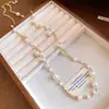 Collar colgante estilo francés de lujo ligero con cuentas de cristal y perlas, moderno y versátil para el uso diario, cadena para la clavícula con un diseño único, accesorio de nicho
