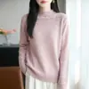 Suéter de Ganchillo Hueco de Industria Pesada con Cuello Medio Alto para Mujer, Tejido Perezoso Holgado, Capa Base Otoño Invierno 2026 Nuevo Casual