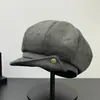 Boina octogonal vintage estilo retro japonés con visera abatible para mujer, cálida y versátil para otoño e invierno, gorra de pintor boina artística y que estiliza el rostro