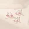 Pendientes Pequeños de Plata de Ley S925 con Diamante Rosa en Forma de Estrella para Mujer Pendientes Dulces Super Brillantes Pendientes Pequeños