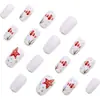 Uñas postizas ponibles estilo océano, forma cuadrada mediana-larga, diseño de pez payaso blanco lechoso y estrellas de mar, uñas postizas removibles