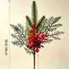 Ramas artificiales de Navidad con frutos rojos y hojas, ramas de suministro transfronterizo para Navidad, ramas de flor de aguja de pino, accesorios y utilería para manualidades