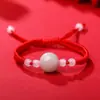 Pulsera de cuerda roja con colgante luantong de cuentas de jade natural de la suerte, estilo étnico tejido a mano, moda para hombre y mujer